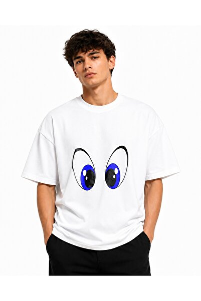 Inscriptie Ουνισέξ Βαμβακερό T-shirt Υψηλής Ποιότητας Καθημερινό " Μπλε μάτια "