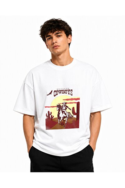 Inscriptie Tricou Unisex Bumbac Premium Casual " Bine ai venit in vestul salb...