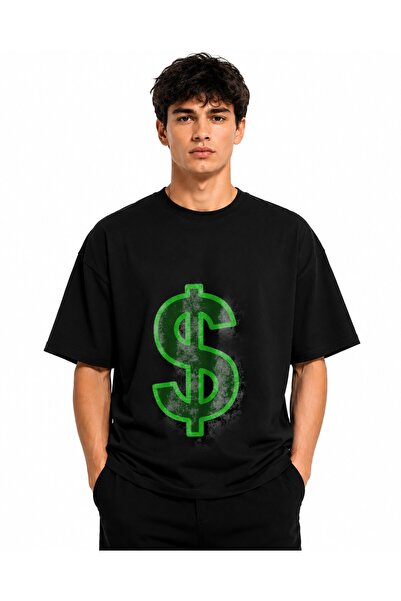 Inscriptie Tricou Unisex Bumbac Premium Casual " Simbol dolar verde "
