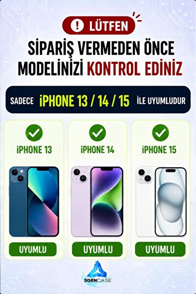 3GEN CASE iPhone 13/14/15 Uyumlu Logo Kalp Desenli Renkli Lansman Kılıf İçi Kadifeli Kamera Yükseltili