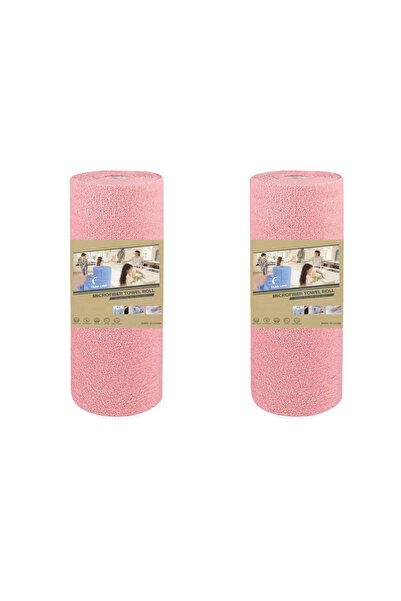 Choice1 2 rolls Pink 4M Reusable Kitchen Dish Cloth Roll Washable Cleaning Wi...