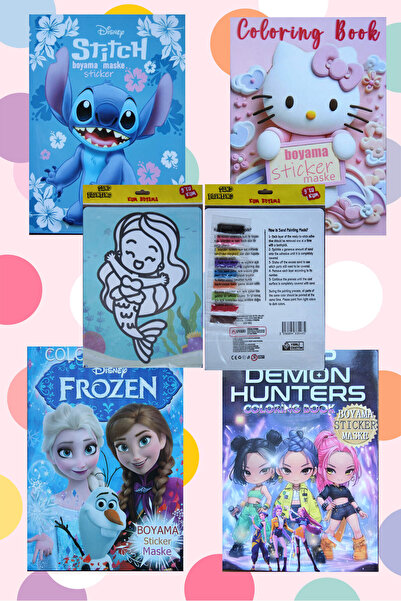 caddebox 4 Adet Stickerle Boyama Kitabı(Kuromi)(Kpopo Demont Hunter)(Mınecraf...