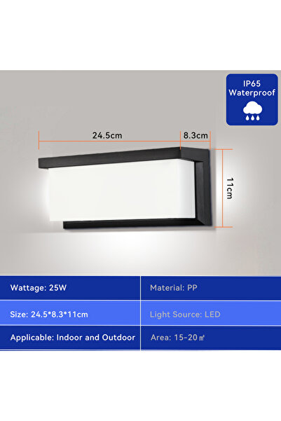Choice White light Type D Black 25W LED Outdoor Wall Light IP65 Waterproof Po...