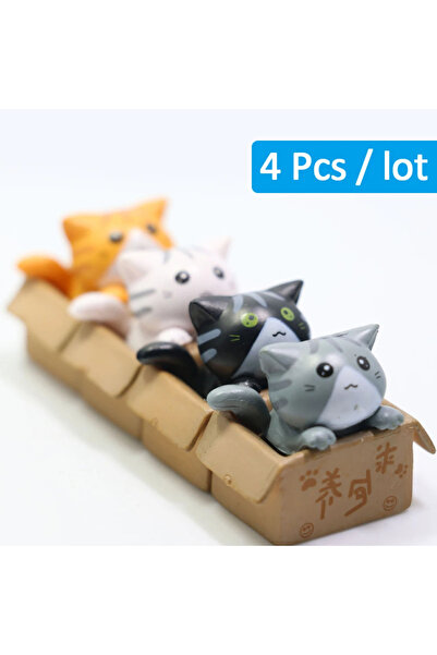 Choice 4Pcs Kawaii Mini Cat Ornament Garden kitten statue Gift For Room Car D...