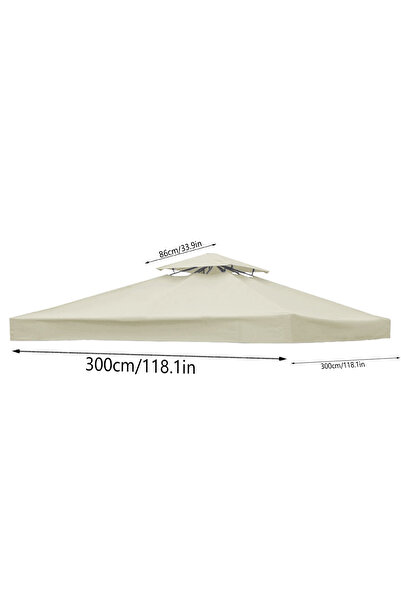 Choice 3mx3m Double Layer Beige 3x3M Garden Gazebo Tent Cover Canopy Replacem...