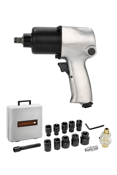 Lawazim 1/2 Inch Air Impact Wrench 400 Ft-Lbs - Twin Hammer Pneumatic Tool wi...