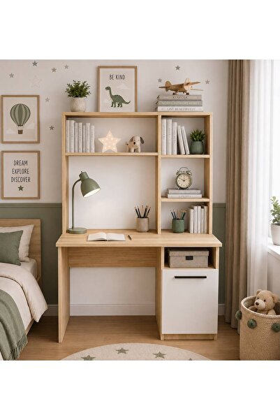 Afilli Ildır Çalışma Masası Flora Beyaz Tamamı Mdf