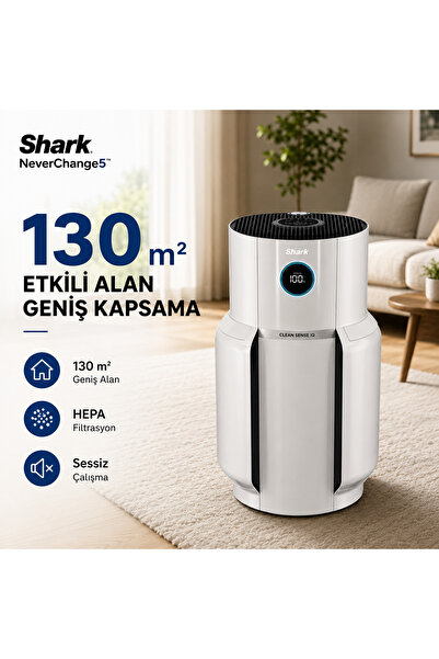 Shark NeverChange MAX Hava Temizleyici 130 m² Clean Sense IQ HEPA Koku Alerje...