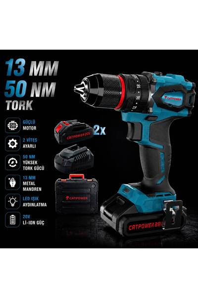 Cat Power Catpower Akülü Kömürsüz Darbeli Matkap Vidalama Cat4112