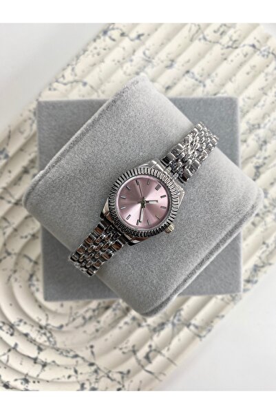 Coliseum Minimal Round Classic Inside Pink Silver Women's Wristwatch