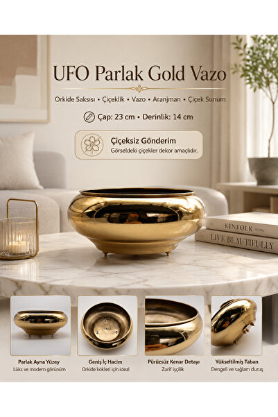 Lilac Home Gold Ufo Vase