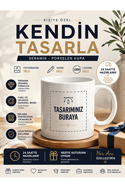 cekud tasarım baskı Kişiye Özel Kupa Bardak – İsim, Fotoğraf ve Mesaj Seçenek...