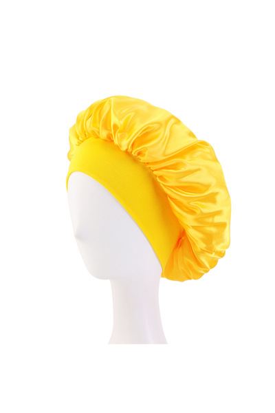 Choice15 YELLOW New Satin Wide Brim Nightcap Silky Bonnet Hair Wrap for Sleep...