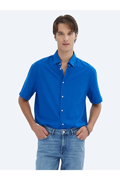 Kip Cămașă Saks Oversize Fit, scurtă, casual, țesută, 100% bumbac
