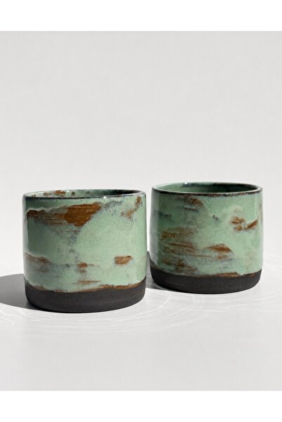 El yapımı ikili stoneware kupa seti
