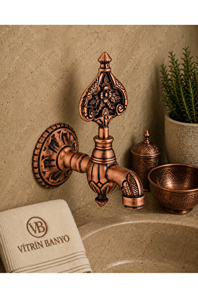 vb vitrinbanyo Patterned Ottoman Kurna Faucet Copper Brass Heavy Model Bath F...