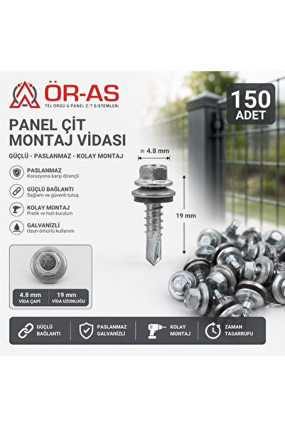 ÖR-AS TEL ÖRGÜ & PANEL ÇİT SİSTEMLERİ Trapez Çatı vidası 4.8x19 mm paket (-15...