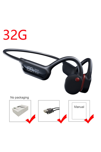 Choice X10-Orange-LED-32G سماعات أذن توصيل عظمي بلوتوث لاسلكية IPX8 مقاومة لل...
