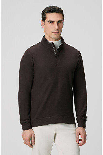 Network Acı Kahve Süet Garni Detaylı Sweatshirt