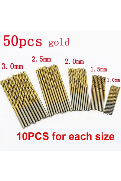 Choice1 50pcs Gold 100/50pcs Titanium Coated HSS High Speed Steel Drill Bit S...