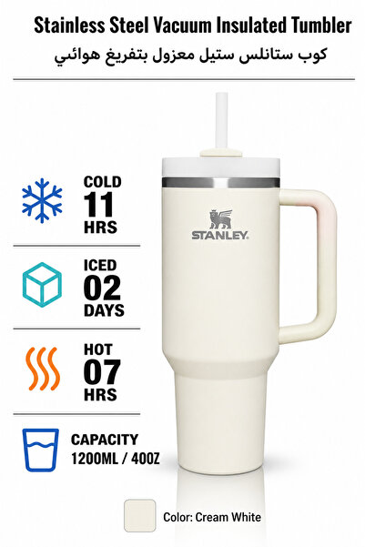 Baytix HOME 1200ml Stainless Steel Vacuum Insulated Tumbler with Handle & Str...