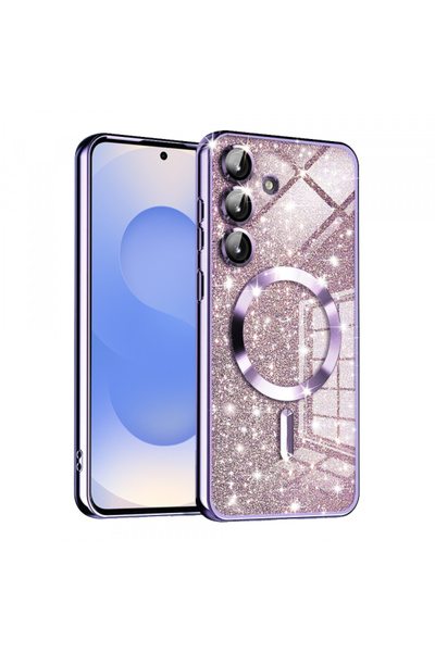 Samsung Husa MagSafe pentru Galaxy S25 S931, Techsuit, Luxury Glitter, Mov De...