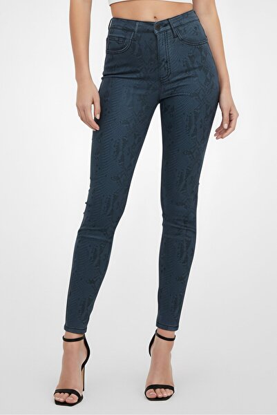 Guess Women Skinny Fit Textured Pattern Leather Pants, Black