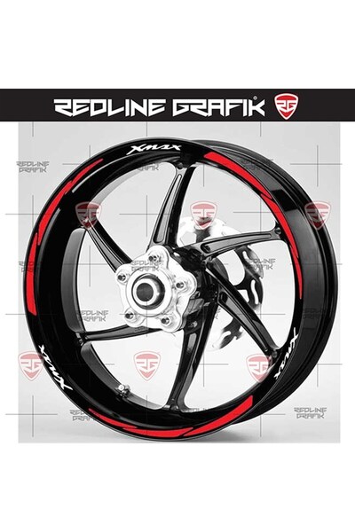 Redline Grafik Redlinegrafik Xmax Uyumlu Jant Şeridi Kırmızı Beyaz