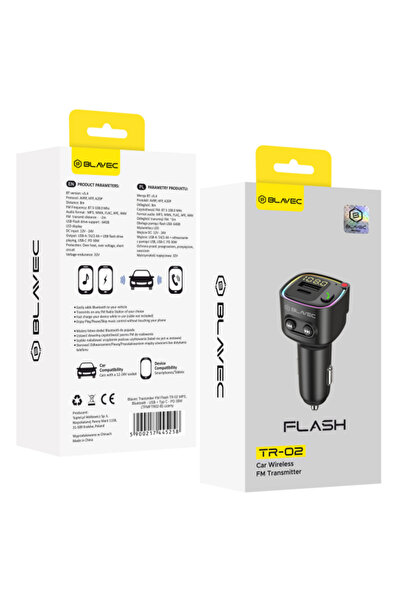 Blavec Modulator FM Bluetooth Flash TR-02, 1 x USB-A - 1 x USB-C TFMFTR02-B
