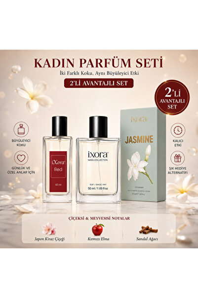ixora Kadın Parfüm Seti 2x50 ml | Red & Jasmine Eau de Parfum 2'li Avantajlı ...