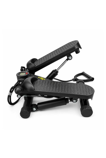 Rebuwo Mini Stepper Exercise Machine with Resistance Bands – Non-Slip Pedals, Dual Shock Absorbers, Lcd Digital Display
