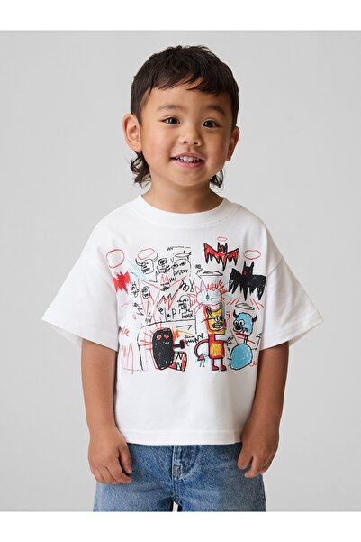 GAP Erkek Bebek Beyaz Jean-Michel Basquiat Grafik Baskılı T-Shirt