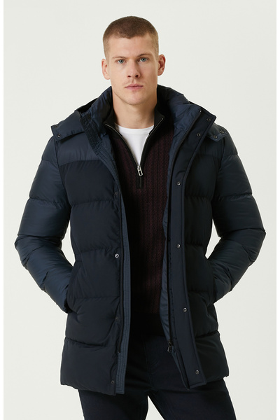 Network Lacivert Kapüşonlu Puffer Casual Kaban