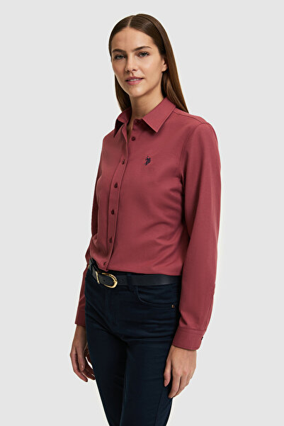 U.S. Polo Assn. Women's Cherry Long Sleeve Basic Shirt 50324791-Vr223