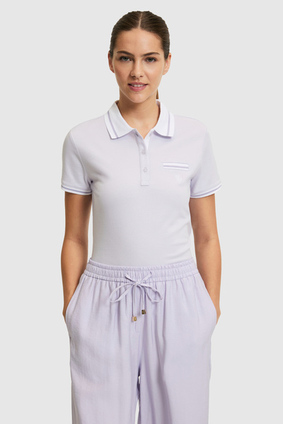 U.S. Polo Assn. Tricou de bază liliac cu guler polo pentru femei 50323455-VR034