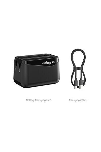 Choice محطة شحن بطارية aMagisn 2 في 1 لـ Insta360 X4 Air، محطة شحن مزدوجة للب...