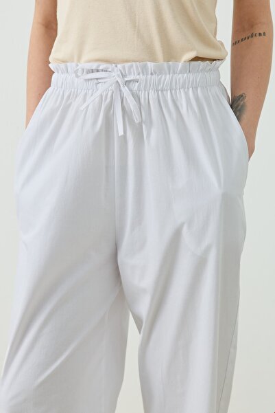 QANU Else Poplin Pantolon Beyaz