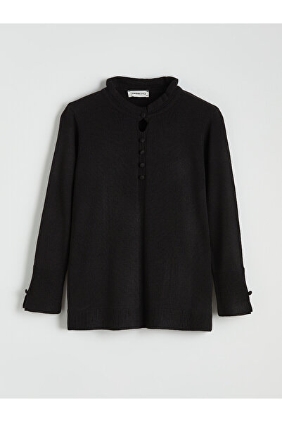 LC Waikiki Nevavm with a Difference, Lcw Grace Black Ruffled High Neck Women'...