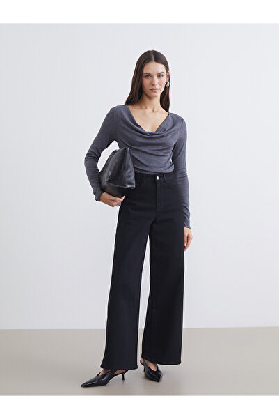 LC Waikiki Original Draped Collar Gathered Blouse