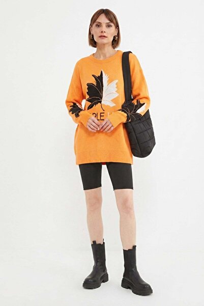 Fulla Moda Maple Leaf Patterned Knitwear Sweater
