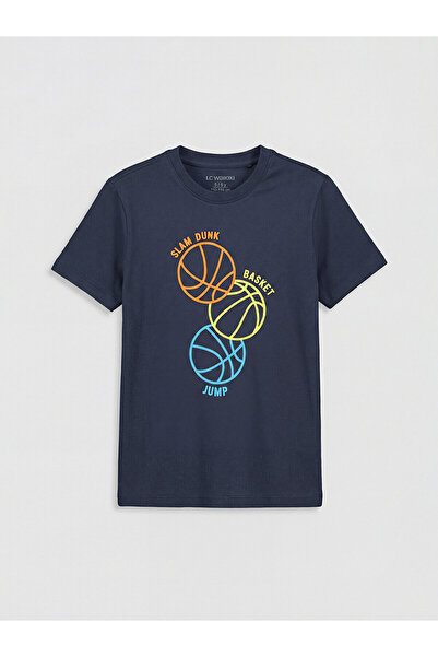 LC Waikiki Original Oval Collar Printed Boy's T-Shirt