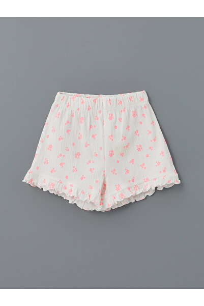 LC Waikiki Two Mt Shop Quality Lcw Kids Ecru Krinkle Floral Short Girls' Shorts