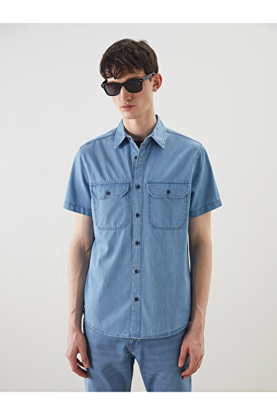 LC Waikiki Trendlucky with Difference Regular Fit Short Sleeve Men's Jean Shirt