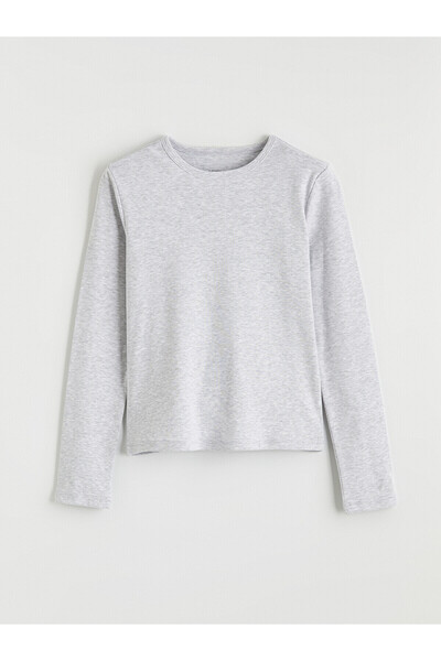 LC Waikiki Trendlucky Long Sleeve Oval Neck Girls' T-Shirt with Difference