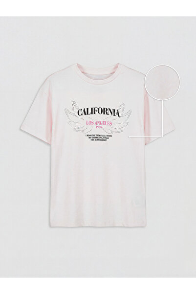 LC Waikiki تي شيرت للفتيات مطبوع عليه Vizyon New Season Stoneed California