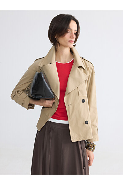 LC Waikiki Trendlucky Double-Breasted Collar Oversize Women's Trench Coat