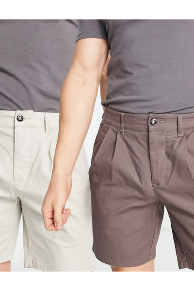 Evendi Set Pantaloni scurti, maro/bej