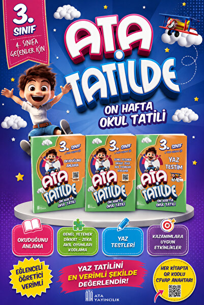 Ata Yayıncılık 3.Sınıf Ata Tatilde Yaz Testim + Okuduğunu Anlama+ Genel Yeten...
