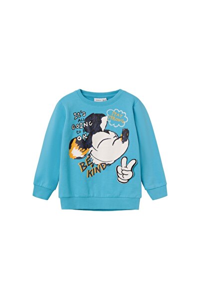 name ıt Erkek Çocuk Mickey Mouse Baskılı Uzun Kol Sweatshirt-Yumuşak ve Konforlu