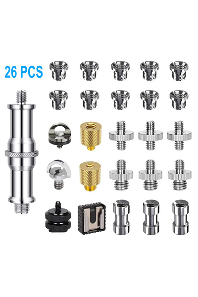 Choice 26pcs Camera Screw Mount Set 26Pcs 1/4 Inch and 3/8 Inch Converter Thr...
